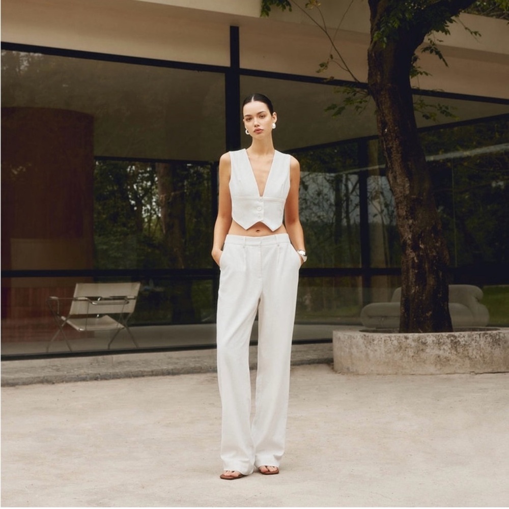 NWT cotton & linen straight leg pants